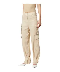 Льняные брюки-карго с отделкой по щиколотке Silvian Heach, бежевый