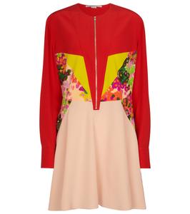 Мини-платье из шелка с принтом Stella McCartney, Multicolor Pink
