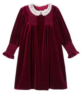 Вязаное платье из плиссированного бархата C'era Una Volta, Burgundy