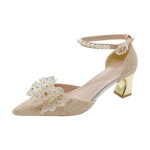 Xingdiman Женские туфли на массивном каблуке золотые 5 см, цвет Gold 5cm