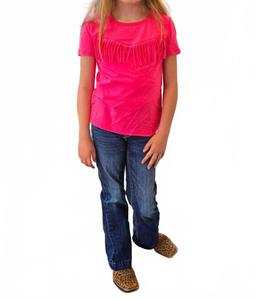 Rock & Roll Denim Детская футболка с бахромой розового цвета