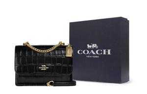 COACH Кожаная сумка через плечо среднего размера с крокодиловым принтом