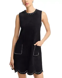 Платье-Футляр из искусственной замши с фестончатым краем - эксклюзив. Aqua, черный