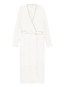 Платье-халат с декором Brunello Cucinelli, белый