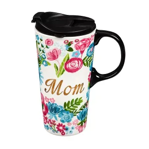 Керамическая кружка Beautiful mom с крышкой, металлическая, размер 5 x 4 x 7 дюймов Evergreen, multicolored