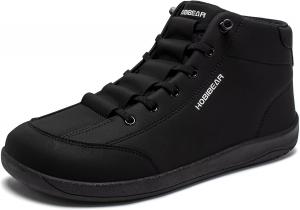 Кожаные Ботинки HOBIBEAR Barefoot, Нулевая Пятка, Широкая Подошва, Минималистичные, Унисекс, Средние Ботинки для Ходьбы, черный