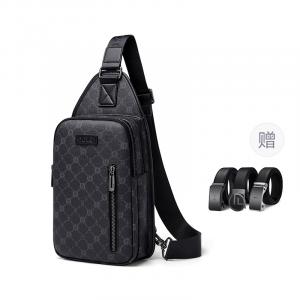 Кроссбоди-сумка через плечо для телефона "Папа" ПВХ мужская серо-черная GOLF