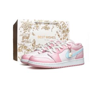 Детские баскетбольные кроссовки Air 1 для младших школьников Jordan, синий розовый