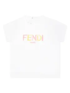 Футболка с вышитым логотипом FENDI KIDS, белый
