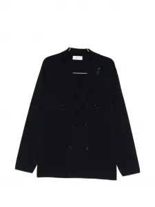 Кардиган с двубортной застежкой и карманами Lardini, синий