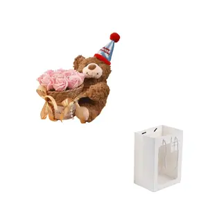 Букет из стабилизированных цветов плюшевый мишка 38cm Height XTHOT