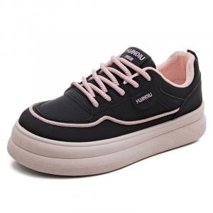 Легкие Увеличивающие Ростовку Низкие Кроссовки для Скейтборда Женские Черные Розовые HUANQIU