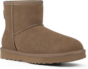 Женские классические мини-ботинки KIDMI из натуральной замши с меховой подкладкой для снега, Mocha