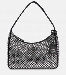 Декорированная атласная сумка Prada, Cristal
