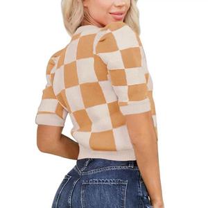 Женский топ с круглым вырезом, однотонный, приталенный, с короткими рукавами Clearflower, Camel Group