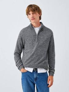 Кашемировый джемпер с полузастежкой и высоким воротником John Lewis, Salt & Pepper