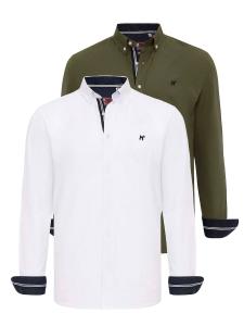 Рубашка на пуговицах классического кроя Williot, хаки/белый