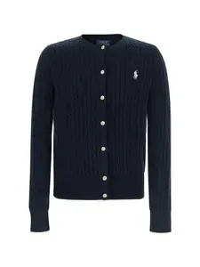 Кардиган с круглым вырезом и вязкой в стиле "косы" Polo Ralph Lauren Kids, синий