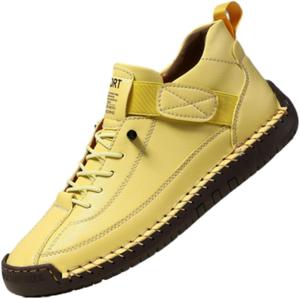 Комфортные ортопедические кроссовки, женская обувь ручной работы из кожи, удобные мягкие ботинки с поддержкой свода для мужчин Fokzih, желтый