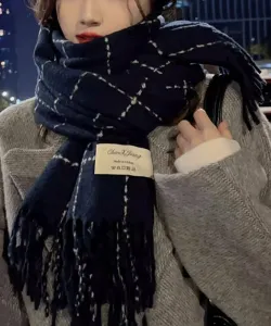 Aimoha -select-/Шарф с клетчатой бахромой Aimoha - Select -, цвет Navy