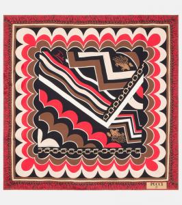 Шелковый шарф из жаккардового твила Pucci, Gold/Red