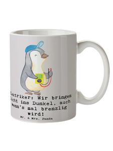 Кружка электрика с надписью в пастельно-серых тонах Mr. & Mrs. Panda