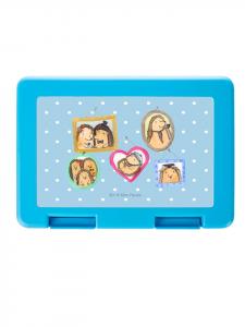 Mr. & Mrs. Panda Ланчбокс с изображением семьи ежиков, без слов, пастельно-голубого цвета