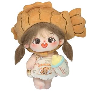 Хлопковая кукла со скелетом тануки дораяки набор кукол плюшевая кукла высота 20см длина 220мм COTTON PLANET, бежевый