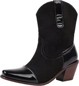 Женские модные ботильоны с массивным каблуком 5,5 см, разноцветные, на молнии, короткие сапожки в стиле рыцарских LYYSKY, Black