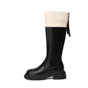 Женские сапоги DAPHNE высокие на молнии, черно-бежевый