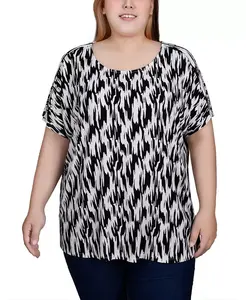 Туника с коротким рукавом больших размеров NY Collection, мультиколор
