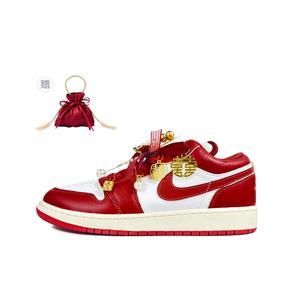 Воздушные 1 Противоскользящие Износостойкие Низкие Винтажные Баскетбольные Кроссовки Унисекс Белый Красный Золотой Jordan, Идеальный Комплект Коробка