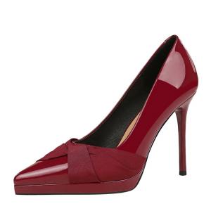 YAFEI XUANYU Бордовые женские туфли на тонком каблуке 10,5 см, цвет Burgundy