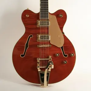 Gretsch Electromatic LTD Flame Okoume Broadkaster Double-Cut с Bigsby, гриф из палисандра, цвет Roundup Orange CYGC25030866