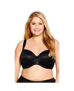 Кружевной бюстгальтер-балконет больших размеров Контурный бюстгальтер на косточках AVENUE, черный