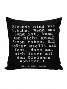 Подушка Mr & Mrs Panda 40x40 Freunde sind wie Schuhe, черный
