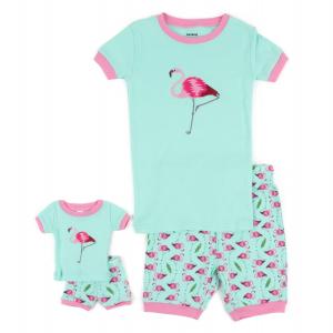 Короткая пижама для девочек и подходящая кукла Фламинго Leveret