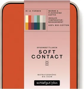 Простыня Schlafgut "Soft Contact", 100% органический хлопок 120-130х200 см, 1 шт., цвет Red Mid