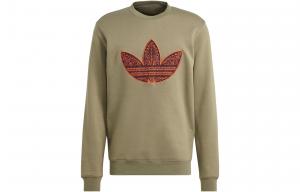 Adidas Originals Мужская толстовка Strata оливково-зеленого цвета с круглым вырезом, средней толщины, стандартного размера