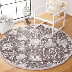 Ковер SAFAVIEH, 183 x 183 см, Glamour Collection Dark Brown/Ivory GLM569T ручной работы из премиального вискозы для гостиной, столовой, спальни, прихожей