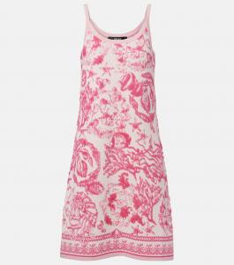 Мини-платье из жаккардового махрового полотна Underwater Barocco Versace, Eggshell+Dragonfruit