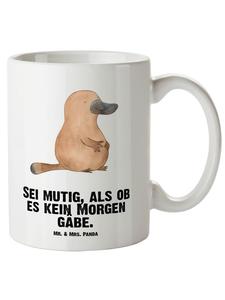 Кружка XL Platypus Courage с надписью на белом фоне Mr. & Mrs. Panda