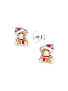 Alexander York Детские серьги-гвоздики в виде Санта-Клауса, белые кристаллы в оправе из серебра 925 пробы, комплект из 2 штук
