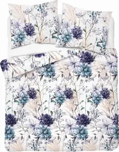 Постельное белье, сатиновое постельное белье, высокое качество 200x220 5222a Синий, цветочный Detexpol