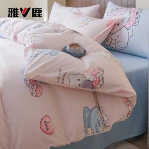 Yalu Комплект постельного белья из 3-4 предметов, простыня на резинке 150х200 см, хлопок, дизайн Hello Kitty