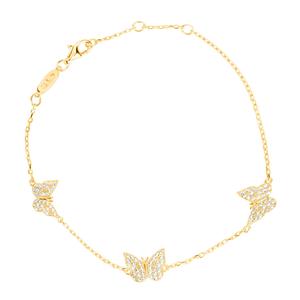 Браслет-бабочка Suzy Levian из желтого стерлингового серебра с белыми кубическими цирконами Suzy Levian, желтый