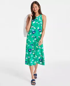 Женское миди-платье-комбинация без рукавов с принтом On 34th, зеленый