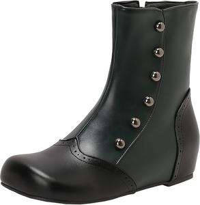 Женские элегантные ботильоны на танкетке с цветными блоками, короткие ботинки с боковой молнией и круглым носком XIEPP, Green