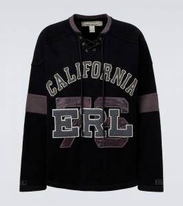 Вышитая хлопковая футболка из джерси ERL, Black