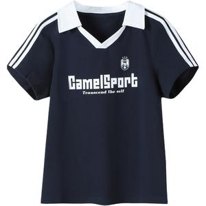 Поло с V-образным вырезом, мужская, умеренно прямой крой CAMEL, night синий/infinite белый